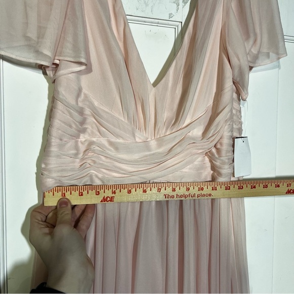 David’s Bridal Flutter Sleeve Cris Cross Mesh Dress Petal Pink Flowy Size 8 NWT - Picture 5 of 16